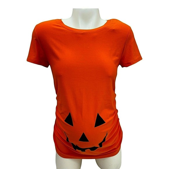 Time and Tru Tops - Time and Tru Maternity Top Size XL Pumpkin Short Sleeve Ruched Stretch
